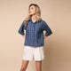 Cămașă damă albastră casual cu mâneci 3/4, model Riviera - Minimalis România