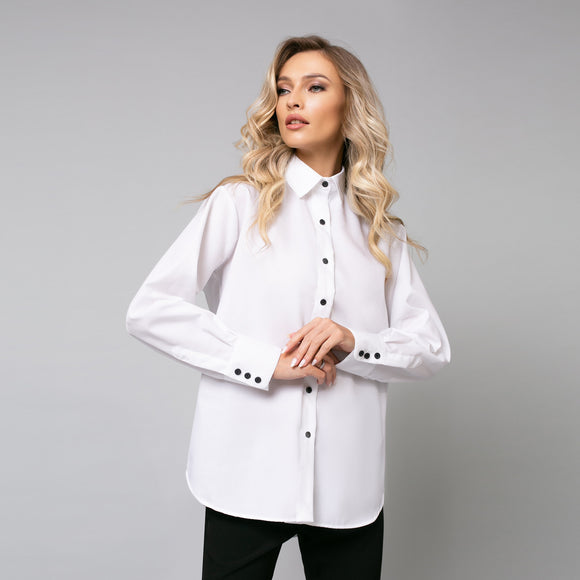 Cămașă alba de damă elegantă, model oversize