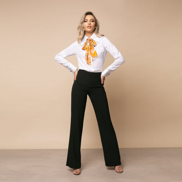 Pantalon damă negru lung evazat - Minimalis România