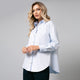 Cămașă de damă elegantă, model oversize albastru deschis - Minimalis România