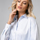 Cămașă de damă elegantă, model oversize albastru deschis - Minimalis România