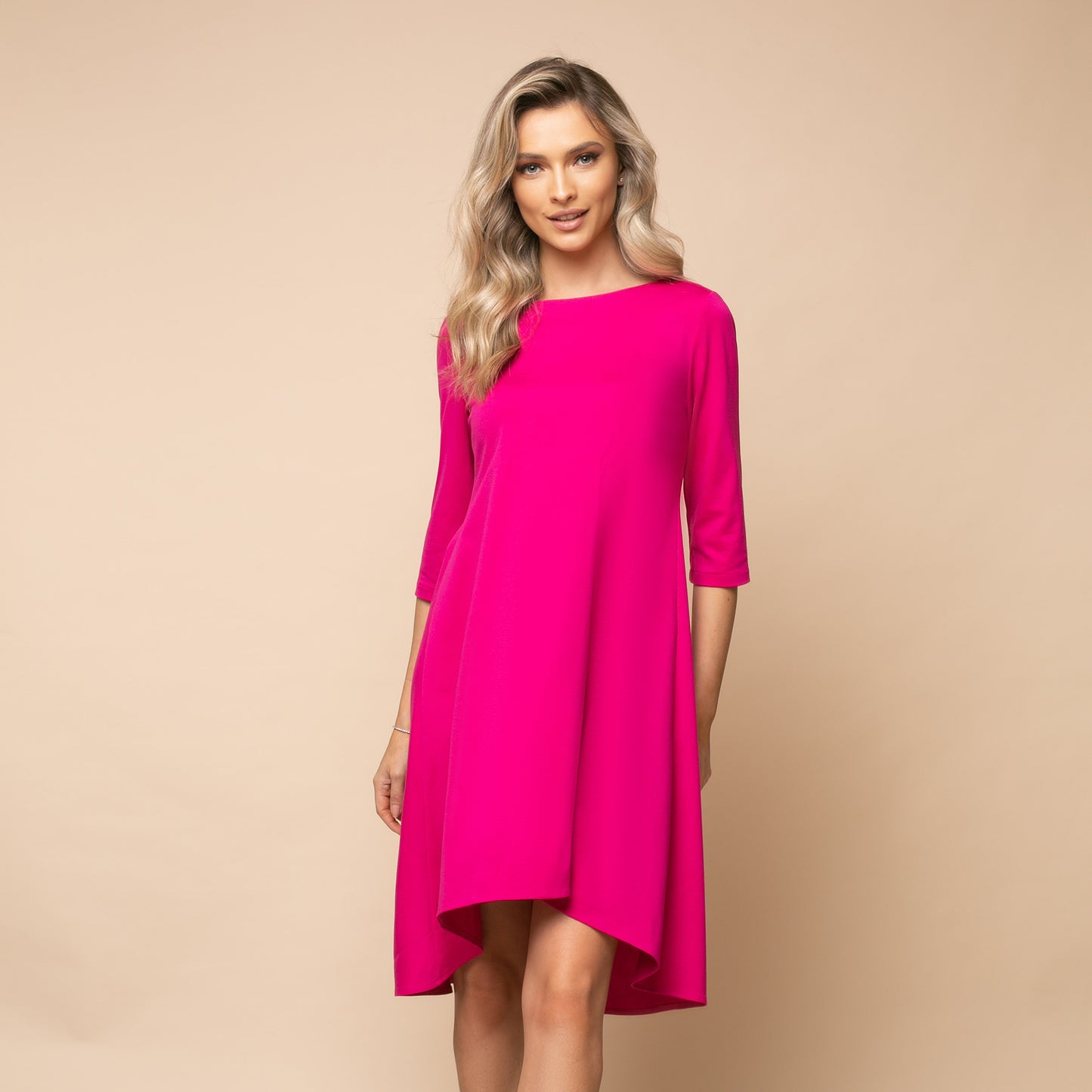 Rochie damă mini cu decolteu și fundă la spate, model Pink Babydoll 3