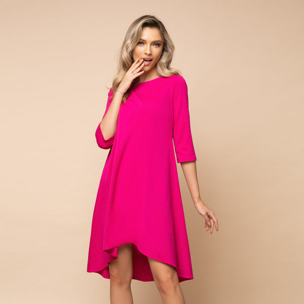 Rochie eleganta de damă mini cu decolteu și fundă la spate, Pink Babydoll - Minimalis România