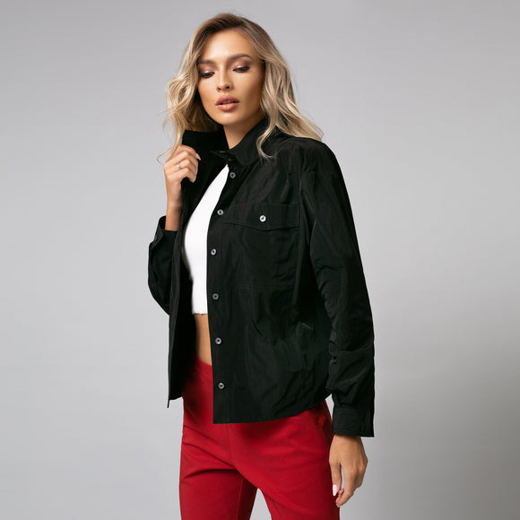 Camasa tip jacheta tip de culoare neagra casual style oversize - Minimalis România