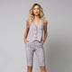 Compleu damă in carouri gri alcatuit din pantalon 3/4 și vestă - Minimalis România