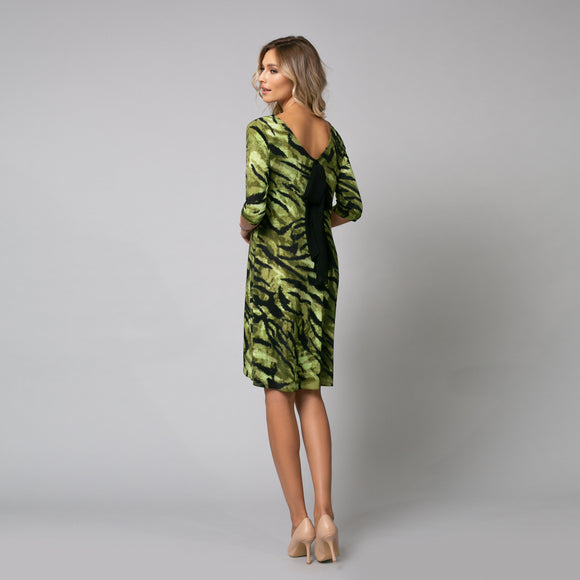 Rochie mini animal print bej si verde din lycra - Minimalis România