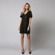 Rochie mini cu maneca bufanta de culoare neagra cu imprimeu floral - Minimalis România