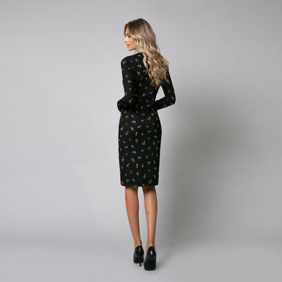 Rochie eleganta midi mulata pe corp din jersey cu imprimeu floral - Minimalis România