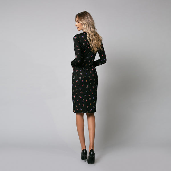 Rochie eleganta midi mulata pe corp din jersey cu imprimeu floral - Minimalis România