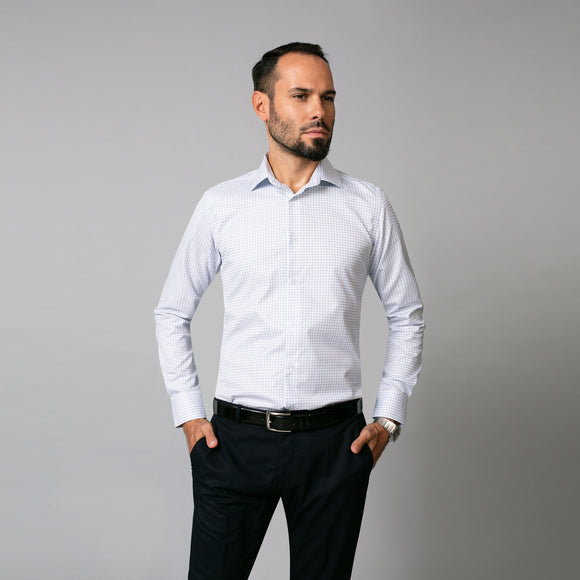 Camasa alba cu carouri pentru barbati, croiala slimfit - Minimalis România