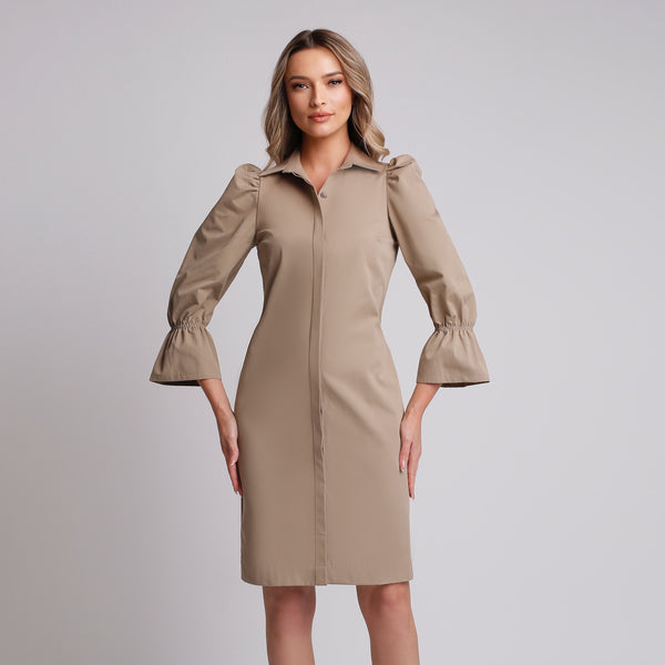 Rochie de dama eleganta perfect Slimfit dress bej - Minimalis România