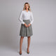 Fustă eleganta de dama midi gri cu carouri - Minimalis România