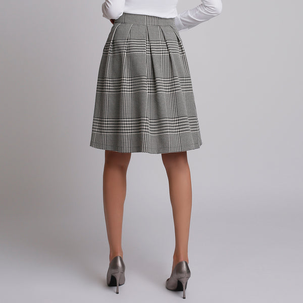 Fustă eleganta de dama midi gri cu carouri - Minimalis România