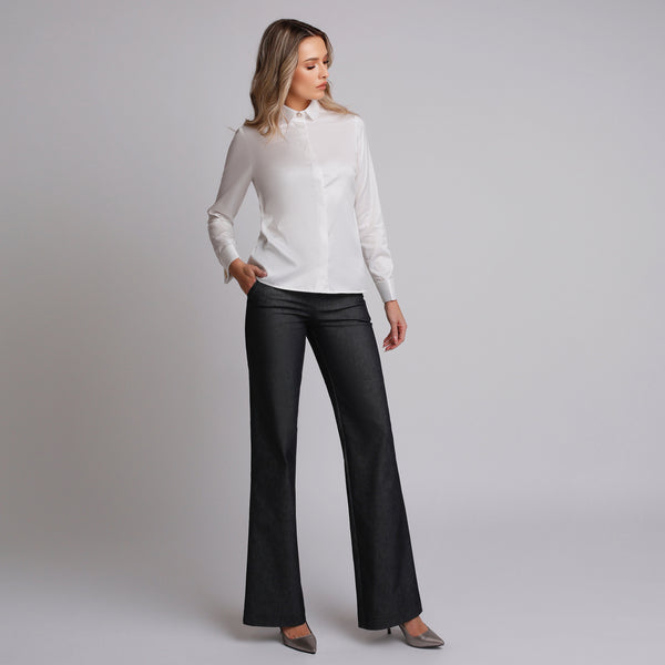 Camasa alba eleganta slimfit cu butoni LOVE - Minimalis România