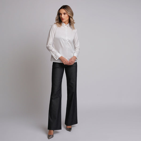 Camasa alba eleganta slimfit cu butoni LOVE - Minimalis România