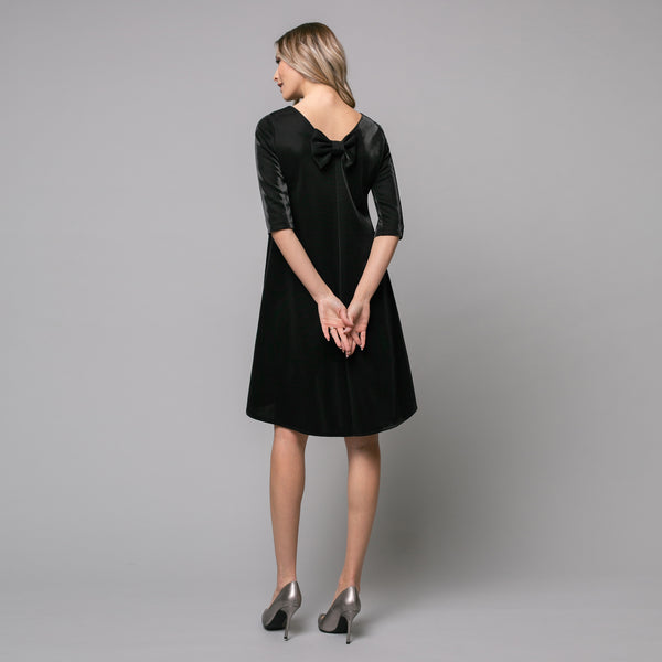 Rochie damă eleganta midi cu fundă la spate, model Black Girl - Minimalis România