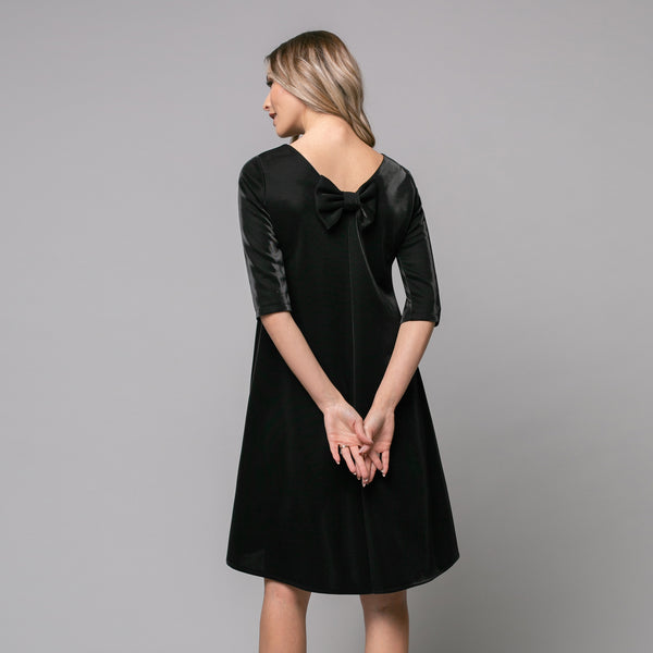 Rochie damă eleganta midi cu fundă la spate, model Black Girl - Minimalis România