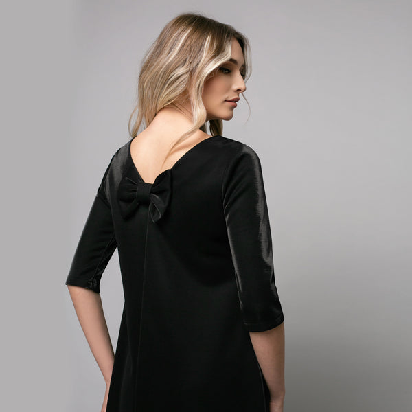 Rochie damă eleganta midi cu fundă la spate, model Black Girl - Minimalis România