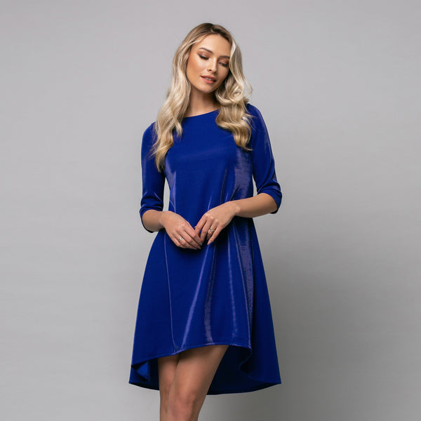Rochie damă eleganta midi cu fundă la spate, model Blue Girl - Minimalis România