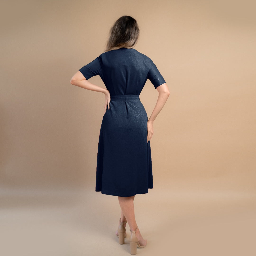 Rochie parte peste parte de culoare albastru închis 2