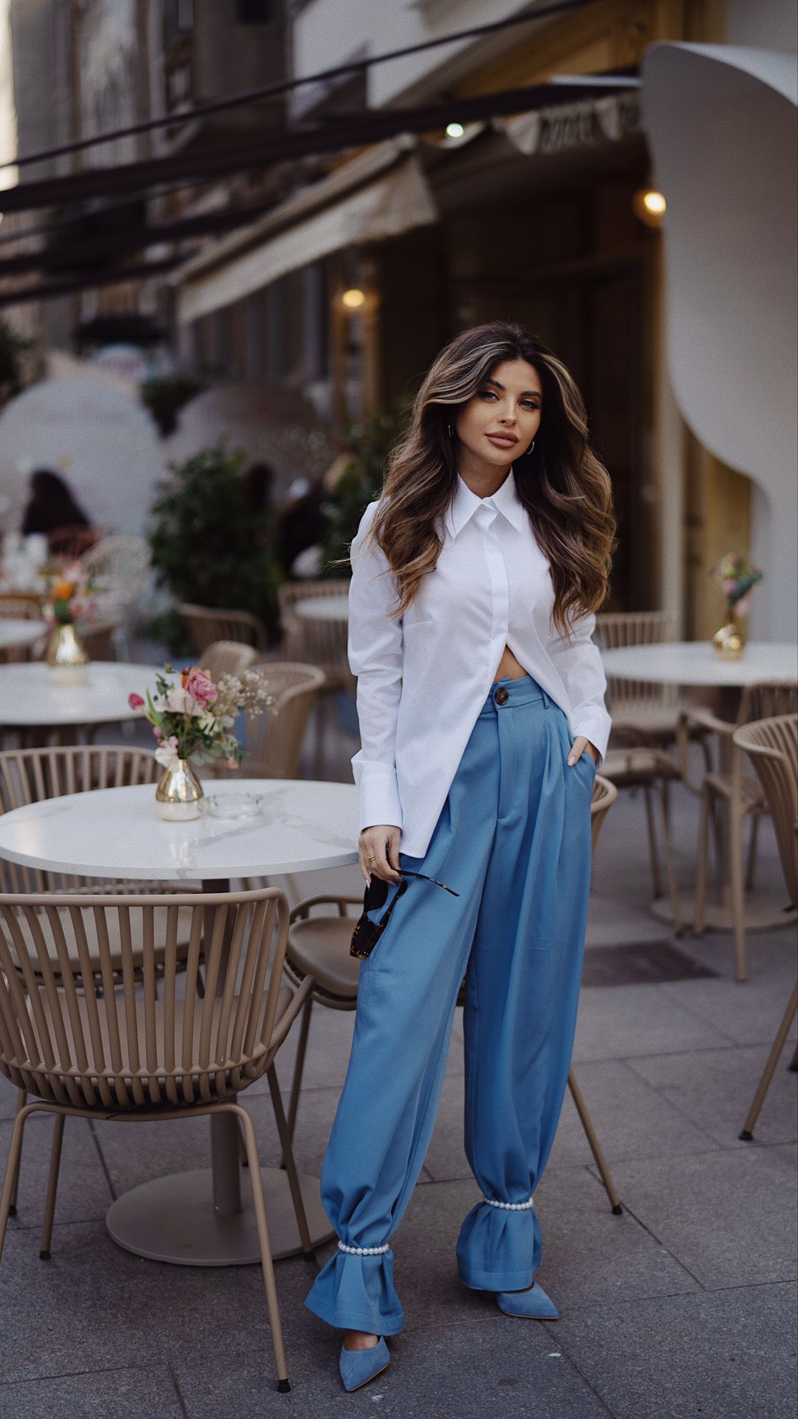 Camasa alba oversize lunga cu butoni- diferite modele
