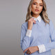Cămașă elegantă de damă albastra cu dungi fine si nasturi inimioare - Minimalis România
