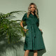 Rochie midi cu nasturi frontali de culoare verde - Minimalis România