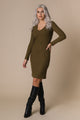 Rochie midi verde olive din material moale plisat - Minimalis România