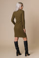 Rochie midi verde olive din material moale plisat - Minimalis România