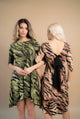 Rochie mini animal print bej si verde din lycra - Minimalis România