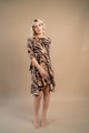 Rochie mini animal print bej si verde din lycra - Minimalis România