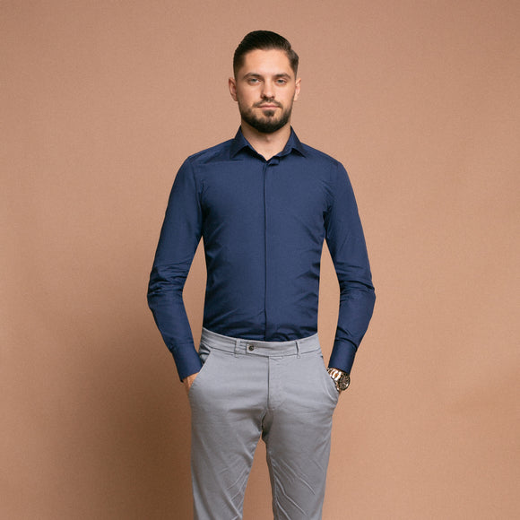 Camasa albastra pentru barbati, model slimfit - Minimalis România