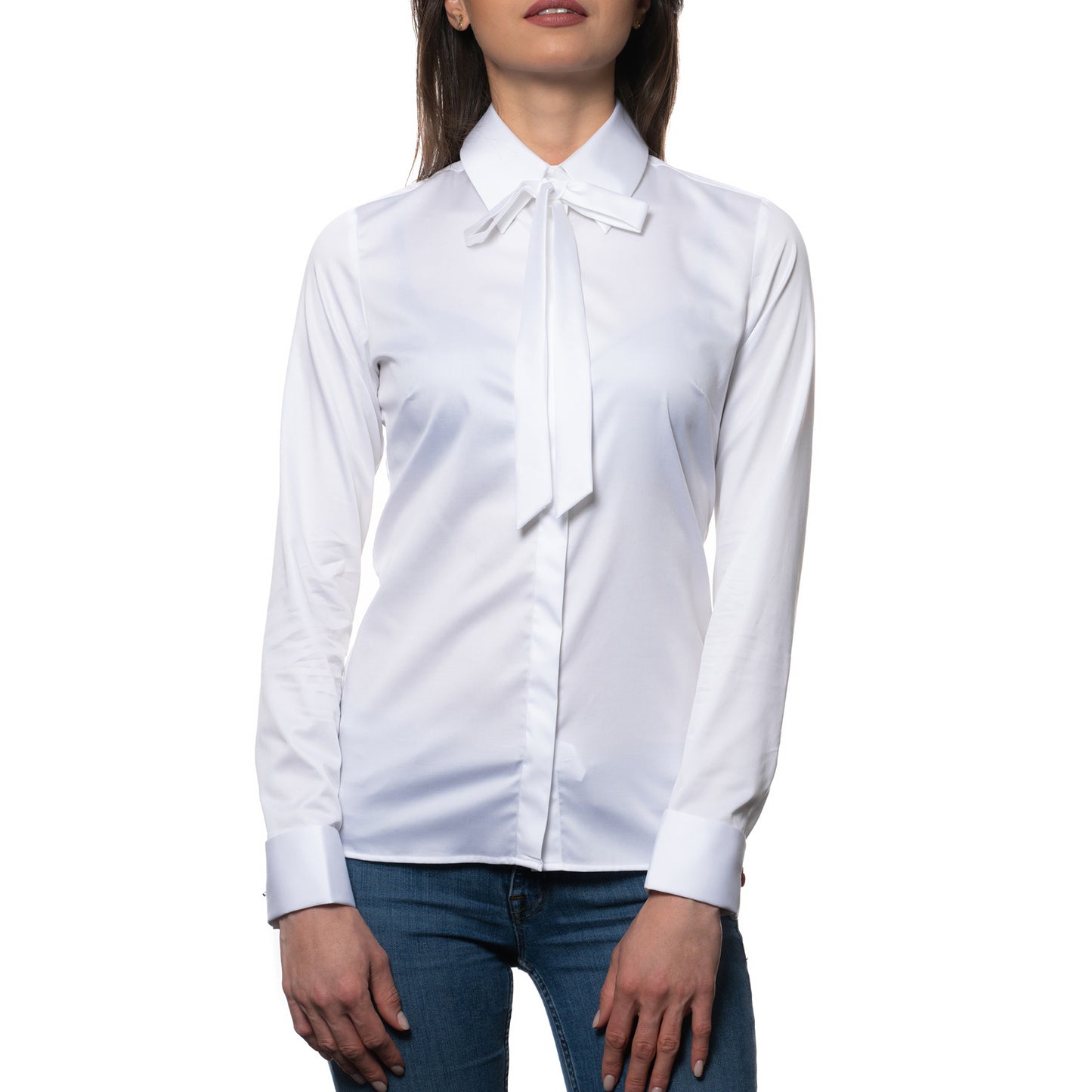Camasa alba eleganta slimfit cu butoni si funda