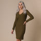 Rochie midi verde olive din material moale plisat - Minimalis România