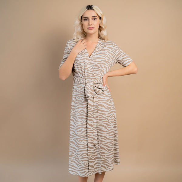 Rochie parte peste parte animal print nude - Minimalis România