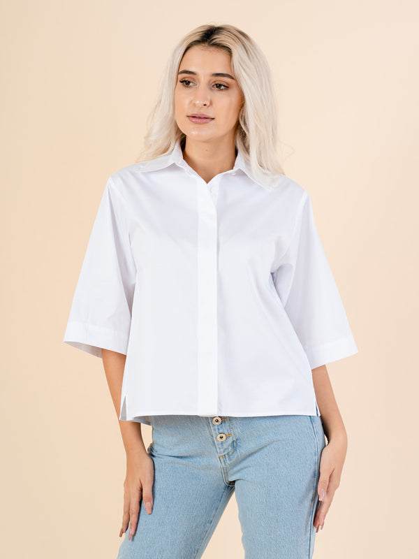 Camasa alba casual cu maneci 3/4 - Minimalis România