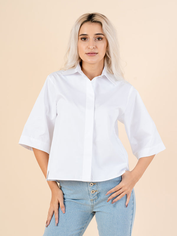Camasa alba casual cu maneci 3/4 - Minimalis România