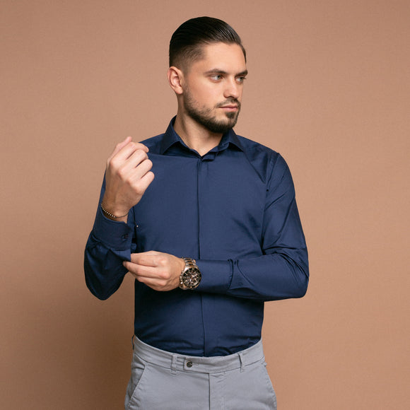 Camasa albastra pentru barbati, model slimfit - Minimalis România