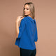 Bluza damă eleganta albastru ocean, guler mic, mânecă 3 sferturi și nasturi la spate - Minimalis România