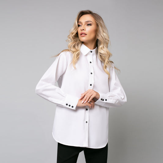 Cămașă alba de damă elegantă, model oversize