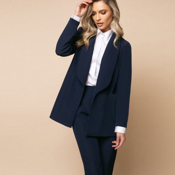 Sacou tip blazer dama bleumarine 