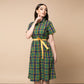 Rochie midi cu nasturi frontali si cordon, model Scottish college 2