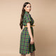 Rochie midi cu nasturi frontali si cordon, model Scottish college 4