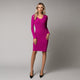 Rochie de dama midi din material moale plisat roz fucsia 2