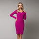 Rochie de dama midi din material moale plisat roz fucsia 3