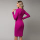 Rochie de dama midi din material moale plisat roz fucsia 4