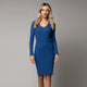 Rochie de dama midi din material moale plisat albastru 3