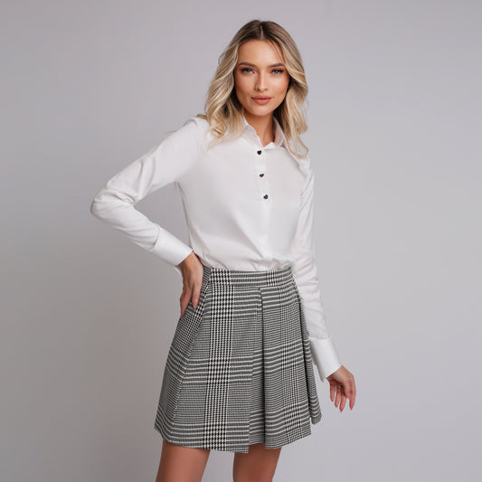 Fustă eleganta de dama mini gri cu carouri