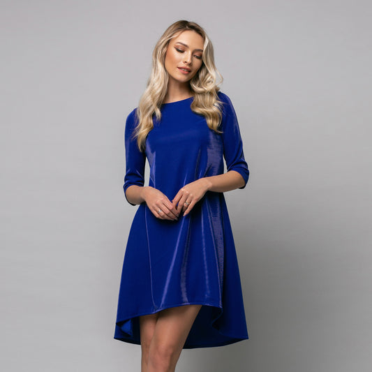Rochie damă eleganta midi cu fundă la spate, model Blue Girl