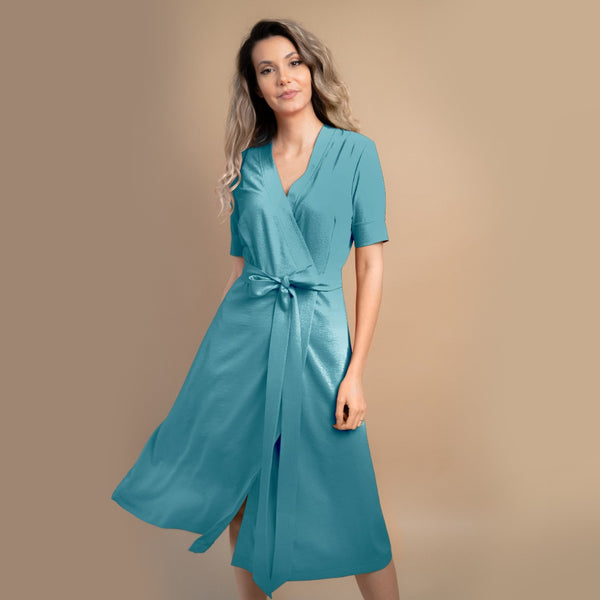 Rochie damă parte peste parte de culoare albastru vintage 2